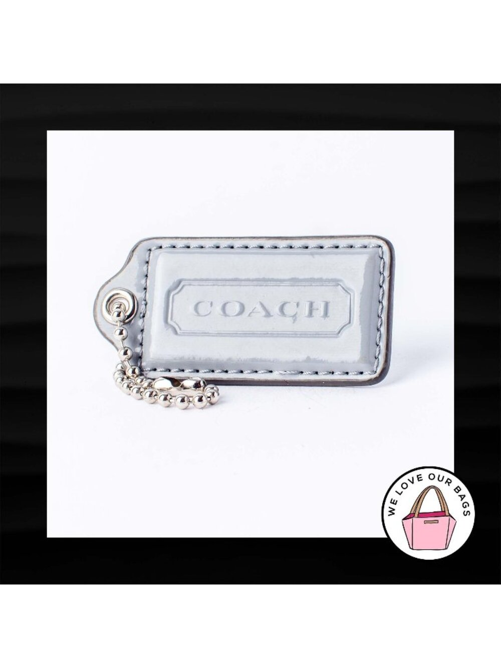 2.5" Large COACH GRAY PATENT LEATHER KEY FOB BAG